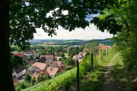Aussicht vom Burgberg auf die Fachwerkaltstadt Schwalenberg